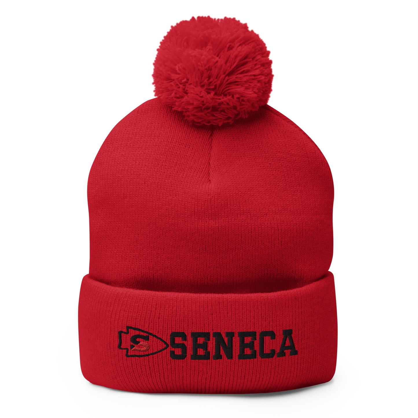 Seneca Embroidered Pom-Pom Beanie